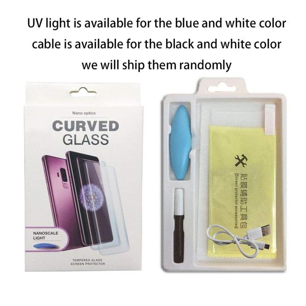 Verre trempé UV pour Iphone XS MAX XR X Samsung Galaxy S10e S10 Note 9 8 S8 S9 Plus colle liquide complète LL