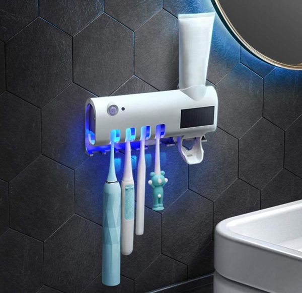Dispensateur de dentifrice UV Brosse UV 4 Stériliseur de brosse à dents Mur le mur avec la lampe de stérilisation des autocollants pour la famille T9455555