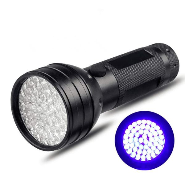 Torches UV Éclairage portable Lumières noires Détection d'urine de compagnie 51 LED Ultraviolet Lampe de poche portable Chienne Cat Urines Détecteur de tapis Pions de lit Punde de lit CRESTECH168