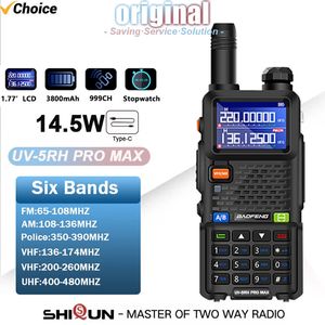 UV5RH Pro Max Baofeng Walkie Talkie 3800MAH Batería USBC 145W Seis bandas Frequency de copia inigualable 999 CH Actualización de radio Ham 240326