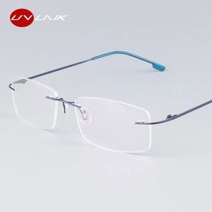 Uvlaik Classic Mens Pure Rimless Lunes Frames Myopia Optical Frame Ultralight Eapes sans cadre 240423