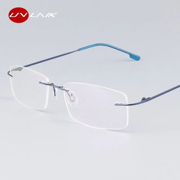 Uvlaik Classic Mens Pure Rimless Lunes Frames Myopia Optical Frame Ultra-Light Frameless E Eapes Cadre 240415