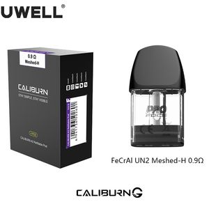 Uwell Caliburn A2 Pod Cartouche Remplissage par le haut Capacité de jus électronique de 2 ml Fenêtre visible d'e-liquide avec FeCrAI UN2 Meshed-H 0.9ohm Coil Vape E-cigarette 4pcs / Pack Authentique