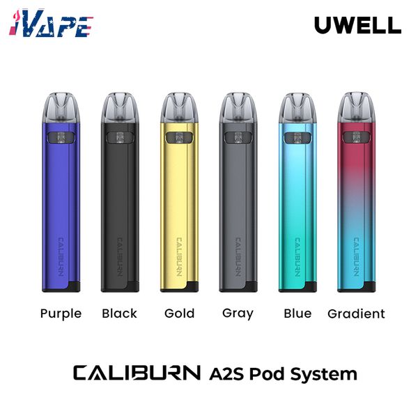 Uwell Caliburn A2S Kit 520mAh batterie 15W Vape 2ml cartouche Pod Fit UN2 Meshed-H bobine vaporisateur de cigarette électronique