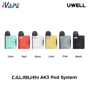 Uwell Caliburn AK3 Pod System Kit 520 mAh Akku mit 2,0 ml Mesh 1,0 Ohm A3 nachfüllbare Kartusche, tragbares Verdampfergerät mit Topfüllung