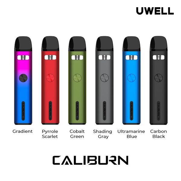 Uwell Caliburn G2 Pod Kit 750mAh Batería 18W con cartucho de 2ml Caliburn G/G2 Meshed-H 1.2ohm / 0.8ohm Bobina Vaping Cigarrillo electrónico Vaporizador Auténtico