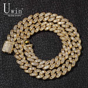 Uwin 13mm chaîne cubaine Baguette ronde Zircon cubique mixte luxe Bling plein glacé charmes Hiphop bijoux X0509