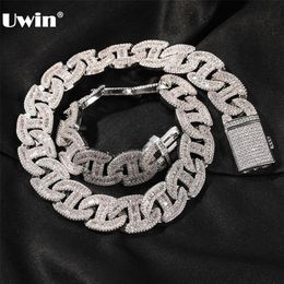 UWIN 17MM lourd Miami Baguette Zircon colliers pour hommes glacé chaîne à maillons cubains AAA CZ broche réglage colliers Hip Hop bijoux 2336L