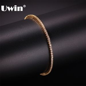 Uwin 2mm Ronde Cut Micro Tennis Armband Bling Cubic Zirconia Mode Hiphop Mannen Dames Armbanden Sieraden 211124