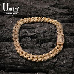 Uwin 8 mm Miami Cuban Link Chain Bracelet Choker Micro pavé Iced Out Cumbic Zirconia Men Femmes Collier Hiphe Bijoux pour les femmes