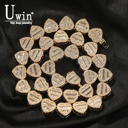 UWIN Baguette CZ hart ketting 12 mm volledige Iced Out zirkonia choker charme mode hip hop sieraden vakantie cadeau voor vrouwen 240311