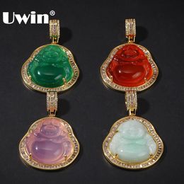 UWIN – colliers avec pendentif bouddha pour femmes, couleur or argent, pierres précieuses colorées, bijoux à la mode, nouveau Style, goutte 0927307s