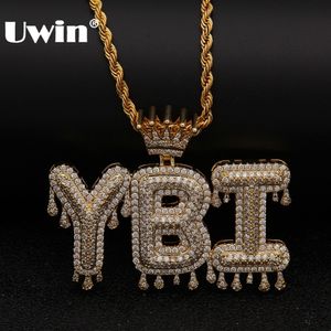 Uwin Crown Initial Letter Hanger Ketting Customzie Bubble Initial Letters Gold Silver Rose Gold Color Words Name OEM Link J190713