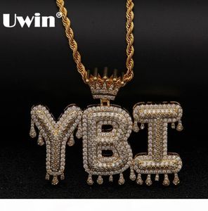 Uwin Crown eerste letter hanger ketting ketting customzie bubble initiële letters goud zilveren rosé goud kleurwoorden naam oem link j190714180418