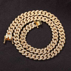 Uwin - Collar de diamantes cubanos, eslabón de cadena de 9 mm, cadena punk de hielo, brillo, hip hop, joyería de manifiesto Q0809