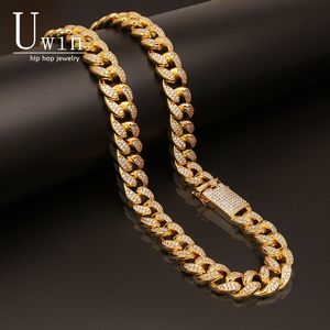 UWIN lourd glacé Zircon Miami cubain lien collier 20mm Hip hop mode Punk tour de cou chaîne Bling breloques bijoux X0509