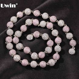 UWIN Hip Hop joyería Iced Out Ball collares Bling CZ pulseras para mujeres con cierre magnético 8,5mm joyería de moda esférica X0509