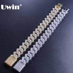 Uwin Bracelets De Luxe Micro Pave Zircone Cubique Bling Bling Or Argent Couleur Glacé Liens Cubains Bracelet Bijoux Pour Hommes C19021601