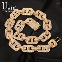 Uwin Miami Colliers 15mm Lien Cubain CZ Baguette Prong Réglage Glacé Zircon Pave Luxe Bling Bijoux Mode Hiphop Pour Hommes Ch188u