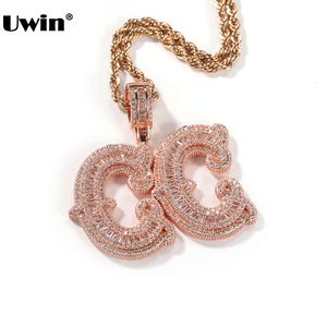 Uwin gepersonaliseerde Baguettecz Letter ketting micro verhard cz charms aangepaste ijsnaam hanger mode hiphop sieraden