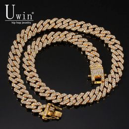 Uwin S-Link Miami 12 mm Cuban Link Ringestones Collier Full Punk Choker Bling Charms Hiphop Jewelry Q1129 2513