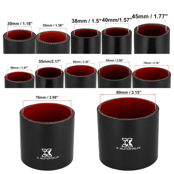 Uxcell 30mm-80 mm Dia intérieur.Tuyau de réducteur en silicone droit tuyau de tuyau en silicone tube de refroidisseur de refroidisseur pour la voiture de 76 mm-100 mm de long