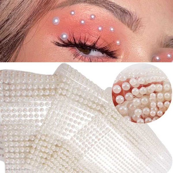 Uxd0 Tatoue Transfert 3d yeux Face Maquillage Tatouage temporaire Self adhésif BEAUTH BLANC PEARL BIELLES AUTOCHERS Festival Corps décorations d'art Nail Diamond 240427