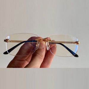 uxury designer Brillen Optische Bril Luipaard hoofd decoratie Frame Randloze Anti Ronde Klassieke Mannen Vrouwen Accessoires Mode S329K