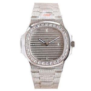 Luxury heren diamanten kijken bling iced-out polshorwatch zilver/gouden polshorloge mode diamant automatische mechanische analoge horloges