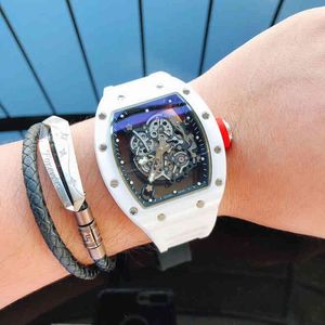 Uxury Watch Date Business Leisure Men's Automatisch mechanisch horloge rechthoekig keramisch holle gepersonaliseerde tape Grote wijzerplaat Luminous
