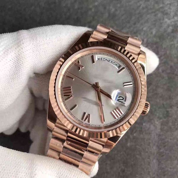 Reloj de lujo Fecha Gmt 18k Reloj para hombre Oro rosa Cierre original Relojes Día Cara blanca Presidente 116-719 Relojes automáticosxu0b