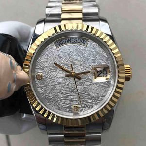 Uxury Watch Date GMT Casual Fashion Meteorite Face Automatisch mechanisch horloge ETA2834 Beweging Waterdichte kalenloze roestvrijstalen saffier mannen