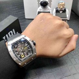 Luxusuhr Datum Freizeit Richa Uhren 030 Automatische mechanische Millers Weißes Stahlgehäuse Band Herrenuhr Armbanduhren Uhr Gmt Reloj
