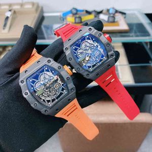 Reloj de lujo Fecha Vino Barril Negocios Ocio Richa Milles Rm035 Máquina automática multifuncional r Calavera Reloj para hombres y mujeres Richardwatch