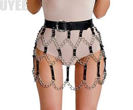 UYEE 2018 nouveau Sexy Pub femme en cuir jupe ceintures Punk gothique Rock harnais taille avec chaîne corps Bondage ceinture creuse LD0145304131