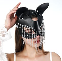 UYEE Sexy Cosplay lapin en cuir masque Halloween masques chat oreille femmes fille en cuir noir mascarade carnaval fête Cosplay masque 7109973