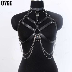 UYEE Sexy Vrouwen Borst Keten Club Jarretel PU Lederen Harnas Riem Body Bondage Beha Gothic Band Ondergoed Sexy Lingerie kousenband L230518