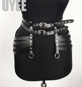 UYEE femmes PU cuir harnais corps ceintures robe jarretières taille ceintures Bondage ceinture Punk réglable jarretelles Double bretelles LP0167405554