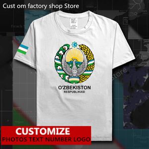 Drapeau de l'Ouzbékistan T-shirt gratuit personnalisé Jersey bricolage nom numéro 100 coton t-shirts pays UZB Ozbekiston t-shirts 220616