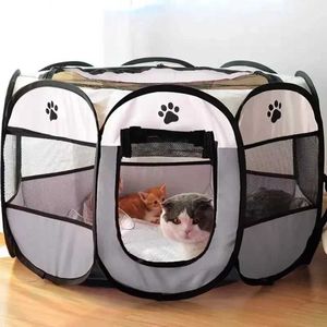 Uzks transporteurs Crates Houses portables Permed Pet Tent House Octogonal Shelter Utiliser l'extérieur Facile à utiliser Large Dog Cage Cat Cat Fence 240426