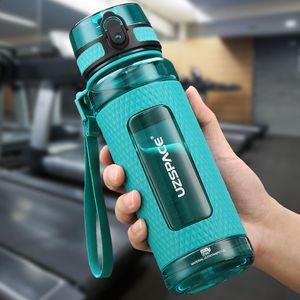 Uzspace Sport Botellas de agua Gimnasio portátil Anti-caída A prueba de fugas Gran capacidad Fitness Kettle Tritan Botella de bebida de plástico BPA Free 201127