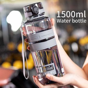 Uzspace Waterfles Grote 1 liter BPA Free Leak Proof Gym Fles voor Fitness of Sport Outdoor 211013