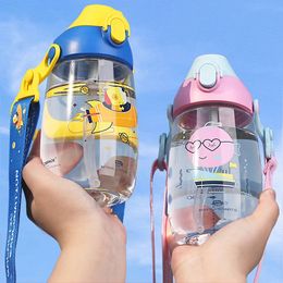 Bouteille d'eau UZSPACE avec paille enfants bouteille de sport étanche portable en plein air pour tasses d'alimentation pour bébé Tritan écologique sans BPA 240322