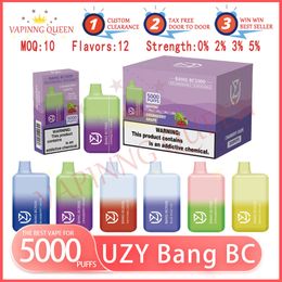 UZY Bang BC 5000 Puff cigarettes électroniques jetables 12 ml 650 mAh Pod batterie rechargeable cigarettes électroniques bouffées 5K 0% 2% 3% 5% Vape jetable