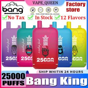 Originele Bang King Puff 25000 Puffs E Sigaretten Puffs 25K Puff Wegwerp vape puff pod apparaten Oplaadbare batterij 650 mAh 23 ml voorgevulde cartridge Dual Mesh coli