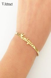 V Attract Gepersonaliseerde Hand Link BFF Sieraden Kpop Aangepaste Naam Armbanden Armbanden Vrouwen Mannen Bijoux Femme Goud Erkek Bileklik 2018 Y17153212