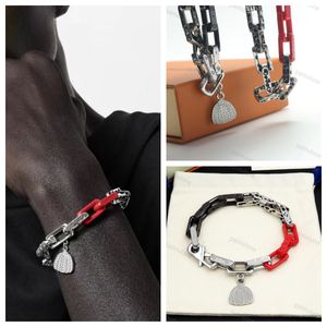 v Cool Bracelets Nouveau Bracelet Noeud en Bambou Rouge, Collier Unisexe Designer Charme Bracelets Titane Acier Inoxydable Bijoux homme Chaîne de Mode Femme 21cm 54cm avec sac