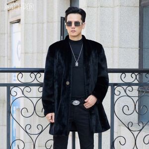 v Designer cou long Daopao hommes manteau de fourrure de vison toute tendance de la mode décontractée 2DZG