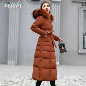 V Es vers le bas coton doublure rembourrée Parkas 3XL mode col de fourrure veste d'hiver femmes Long manteau à capuche 240106