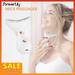 V visage cou levage masseur chauffage cou beauté Essence importateur LED Pon rajeunissement réduire Double menton visage plus mince 231225